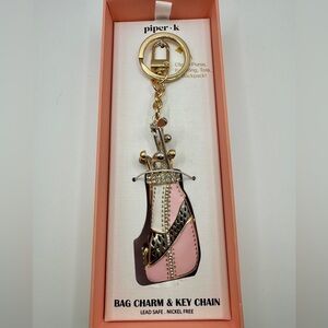Piper K Pink and Brown golf Bag Charm Key Chain